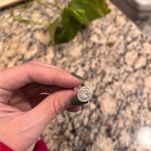 Zales Silver and White Halo Ring